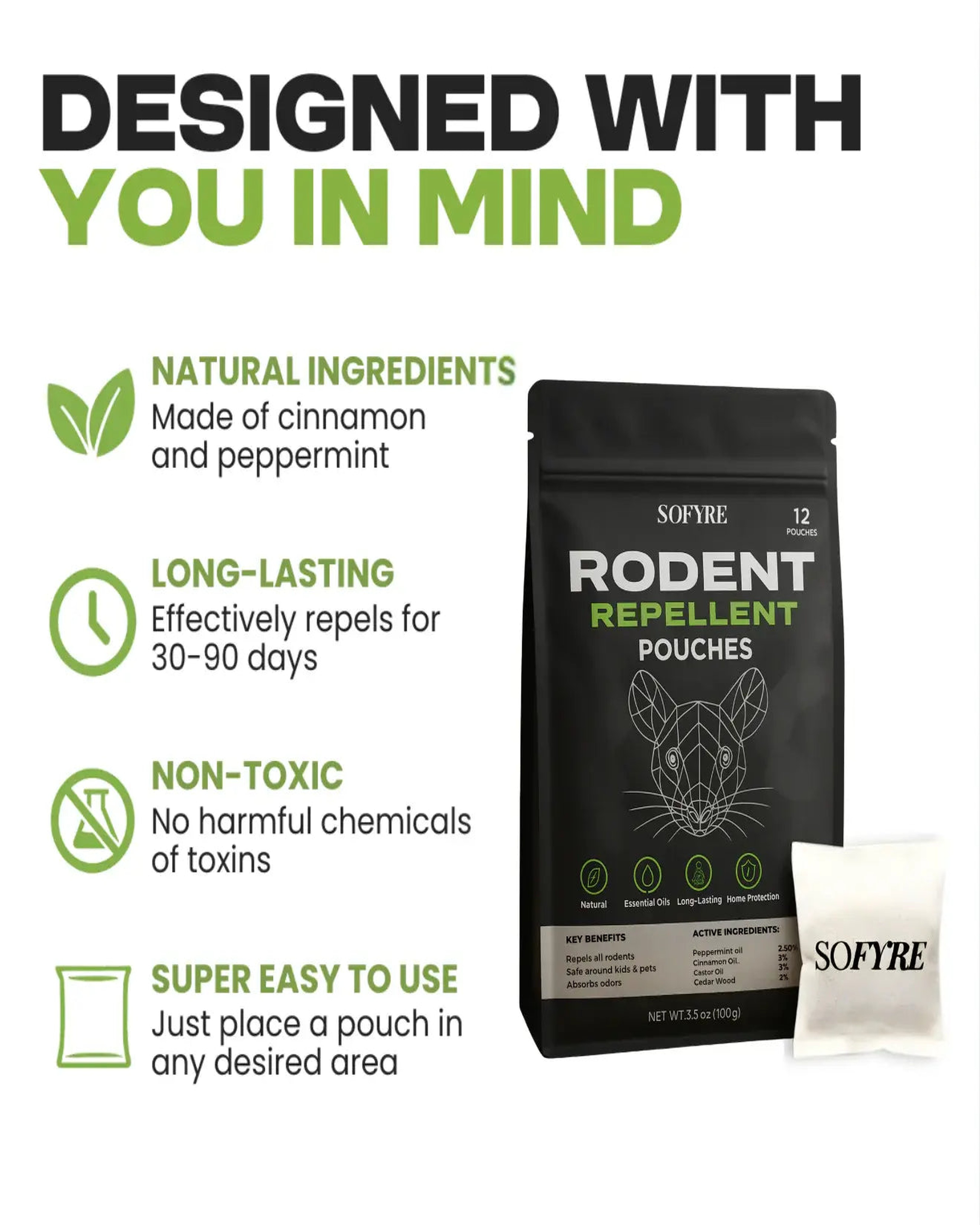SoFyre Rodent Repellent Pouches - pouch detail